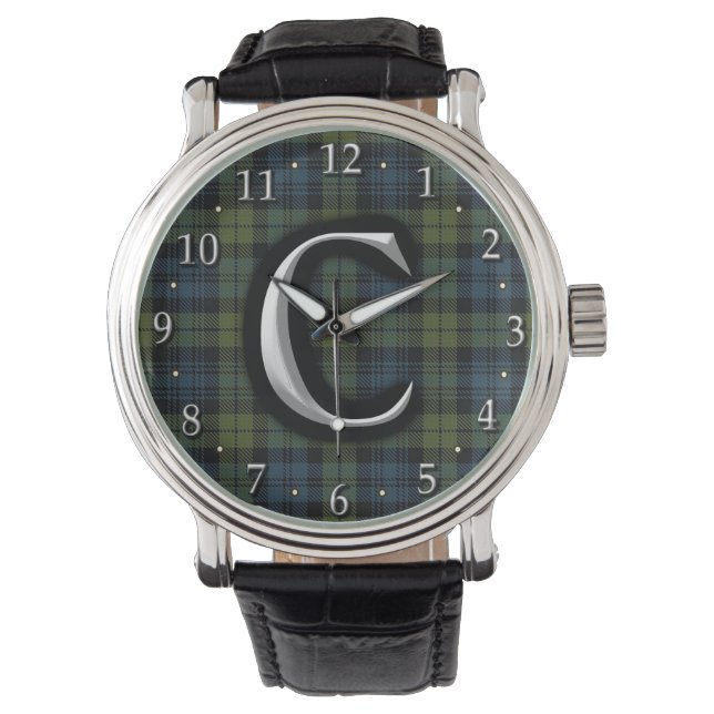 Scottish Campbell Brev C Monogram Tartan Armbandsur (Framsida)
