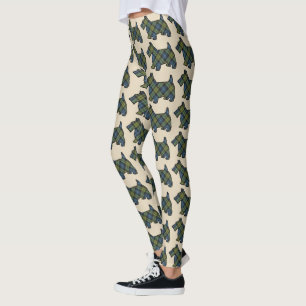 Scottish Campbell Tartan Scottie Hundar Leggings