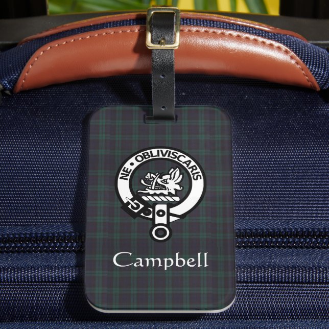 Scottish Campbell Vapensköld Badge & Tartan Bagagebricka (Framsida Insitu 2)