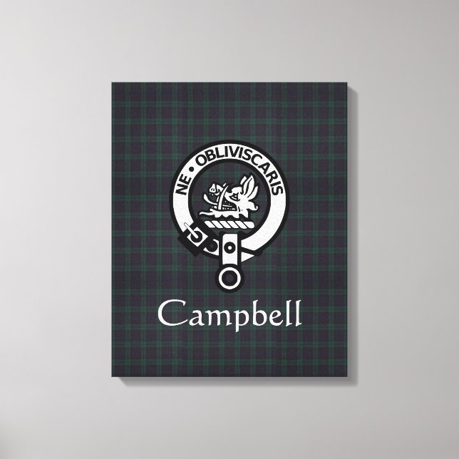 Scottish Campbell Vapensköld Badge & Tartan Canvastryck (Framsida)