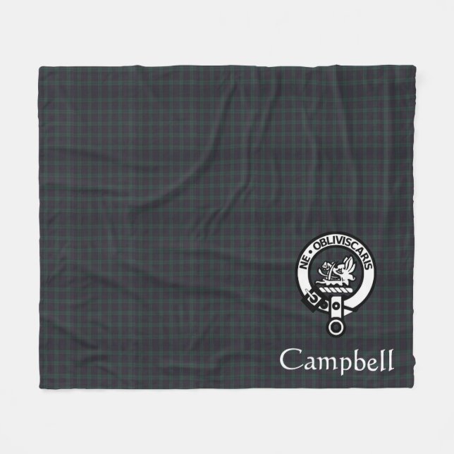 Scottish Campbell Vapensköld Badge & Tartan Fleecefilt (Framsidan (Horisontell))
