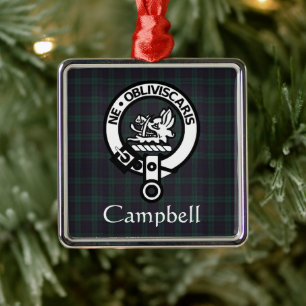Scottish Campbell Vapensköld Badge & Tartan Julgransprydnad Metall