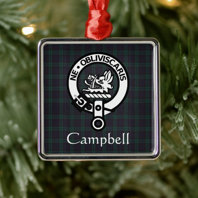 Scottish Campbell Vapensköld Badge & Tartan Julgransprydnad Metall (Träd)
