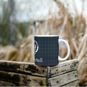 Scottish Campbell Vapensköld Badge & Tartan Kaffemugg