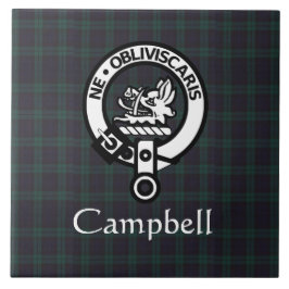 Scottish Campbell Vapensköld Badge & Tartan Kakelplatta