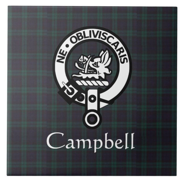 Scottish Campbell Vapensköld Badge & Tartan Kakelplatta (Framsidan)