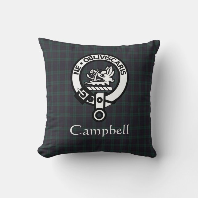 Scottish Campbell Vapensköld Badge & Tartan Kudde (Framsida)