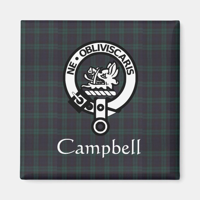 Scottish Campbell Vapensköld Badge & Tartan Magnet (Framsidan)
