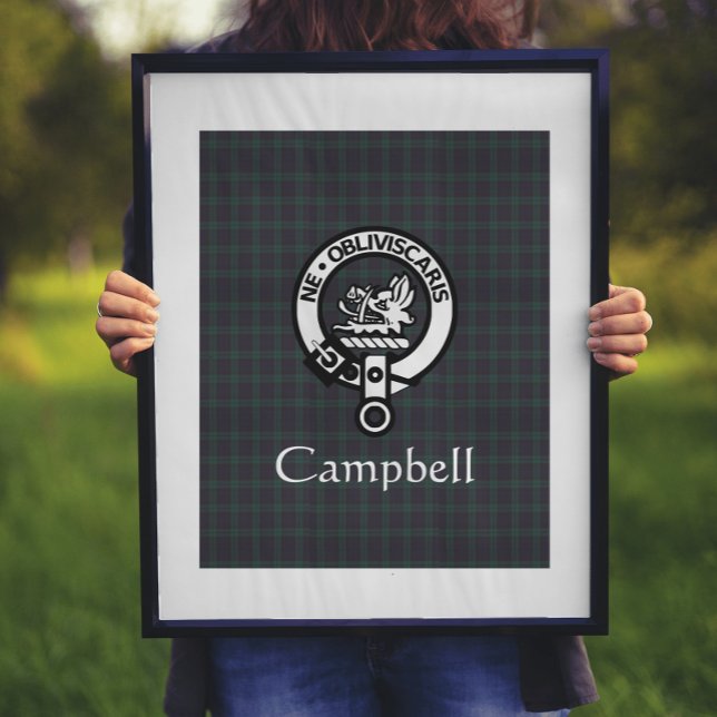 Scottish Campbell Vapensköld Badge & Tartan Poster (Skapare uppladdad)