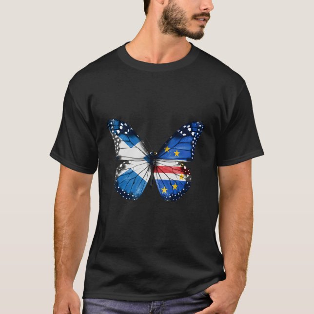 Scottish Cape Verdean Flagga Butterfly T Shirt (Framsida)
