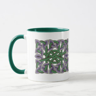 Scottish Celtic Knot Painting in Lila and Grönt Mugg
