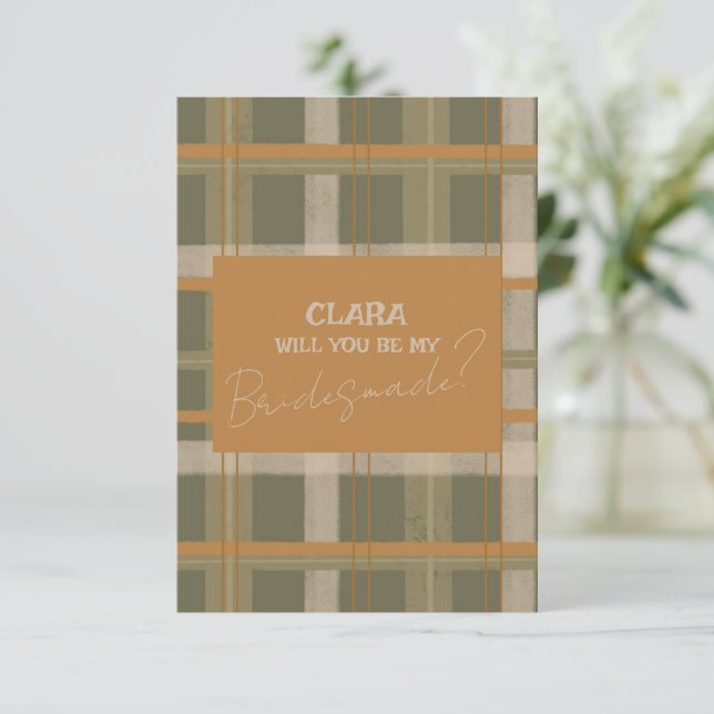 Scottish Celtic Tartan Mönster Bröllop Bridesmade Inbjudningar (Stående Fram)