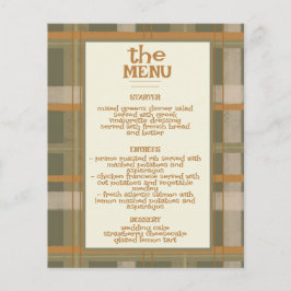 Scottish Celtic Tartan Mönster Bröllop Menu