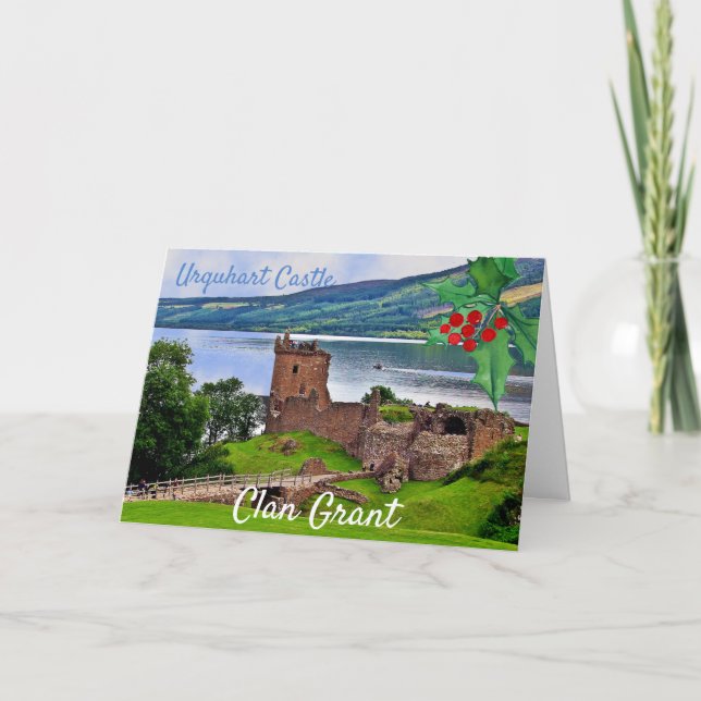 Scottish Clan Grant Urquhart Castle Christmas Kort (Framsida)