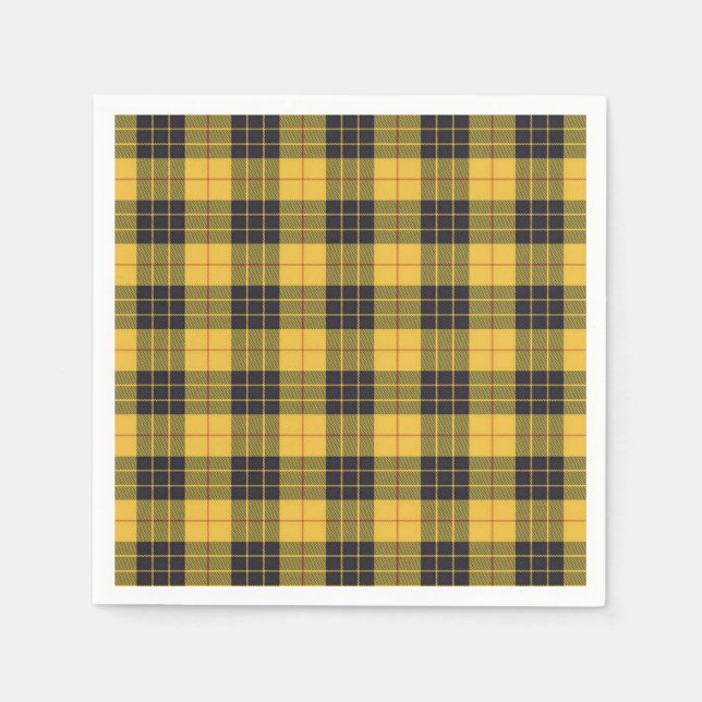 Scottish Clan MacLeod of Lewis Yellow Black Tartan Pappersservett (Framsidan)