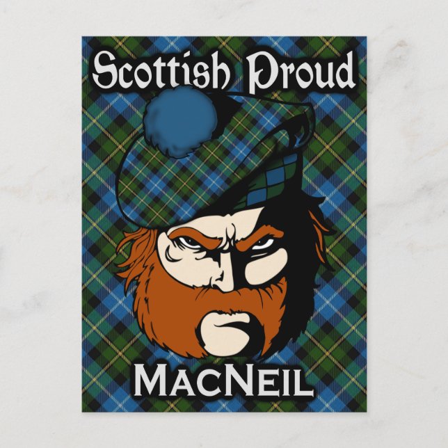 Scottish Clan MacNeil-rutigt vykort (Framsida)