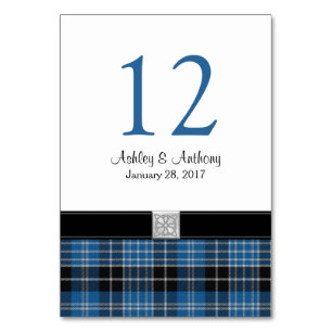 Scottish Clark Tartan Bröllop Bordsnummer