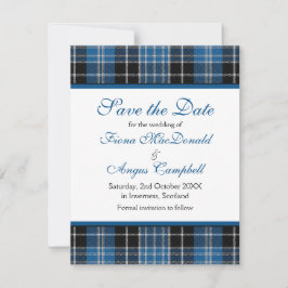 Scottish Clark Tartan Bröllop spara datum Card Datumet