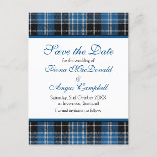 Scottish Clarke Clark Tartan Bröllop spara datum Meddelande Vykort