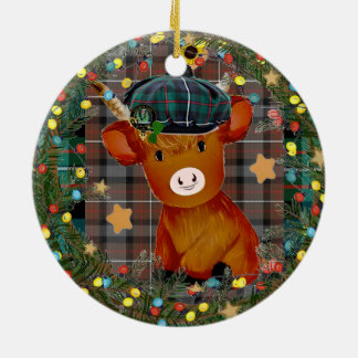 Scottish cow Baby first Christmas ornaments Julgransprydnad Keramik