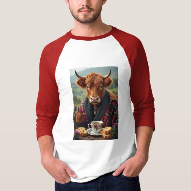 Scottish Cow med te t-shirt (Framsida)