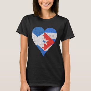 Scottish Cuban Flagga Heart T Shirt