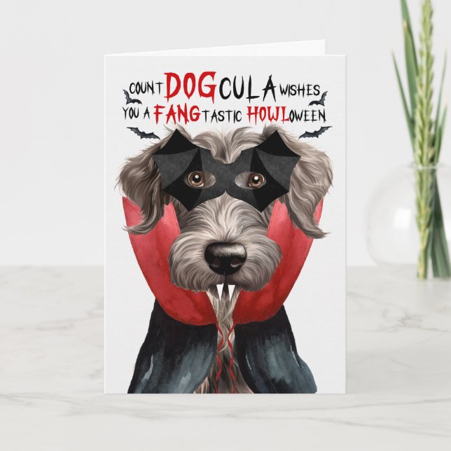 Scottish Deerhound Funny Count DOGcula Halloween Helgkort (Framsida)