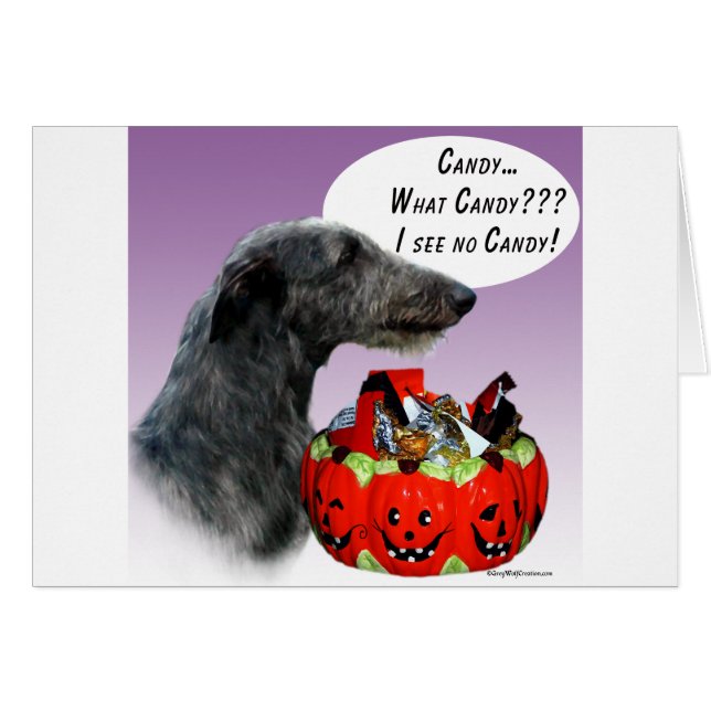 Scottish Deerhound Halloween Candy Hälsningskort (Framsidan Horizontal)