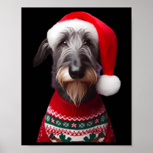 Scottish Deerhound Hund med jultomten Xm Poster