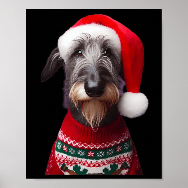 Scottish Deerhound Hund med jultomten Xm Poster (Framsidan)