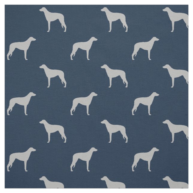 Scottish Deerhound Hund Silhouettes Patterned Tyg (Provkarta)