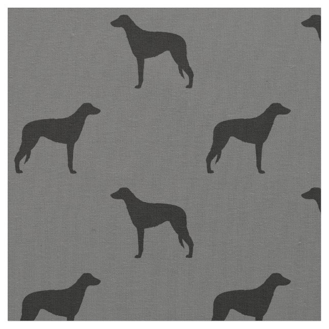 Scottish Deerhound Hund Silhouettes Patterned Tyg (Närbild)