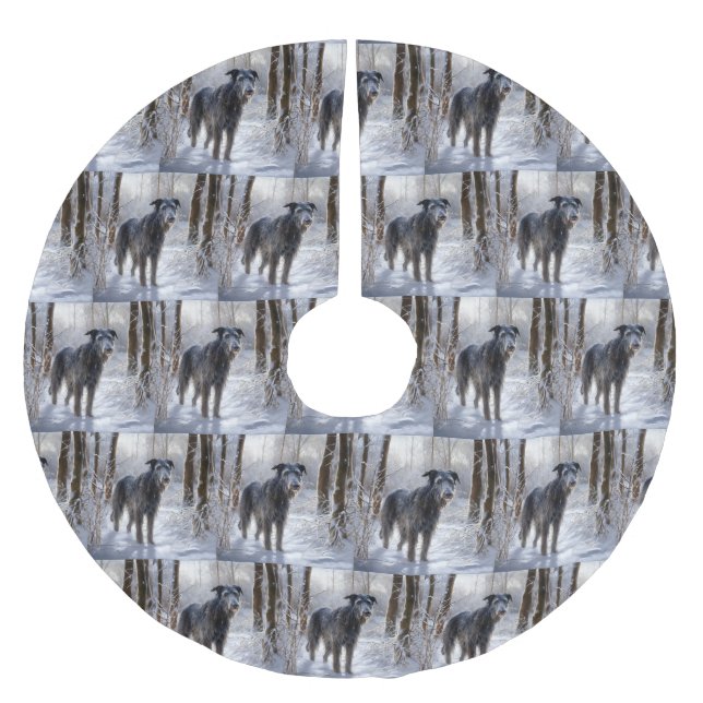 Scottish Deerhound Låt det snöa jul Julgransmatta Borstad Polyester (Framsidan)