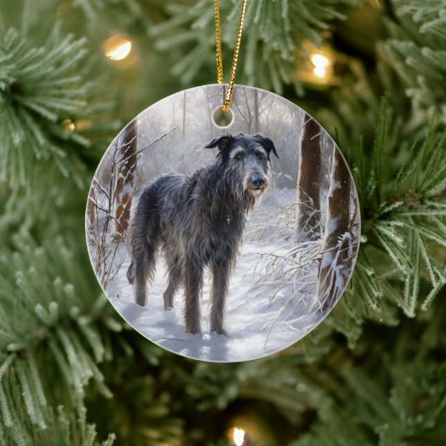 Scottish Deerhound Låt det snöa jul Julgransprydnad Keramik (Träd)