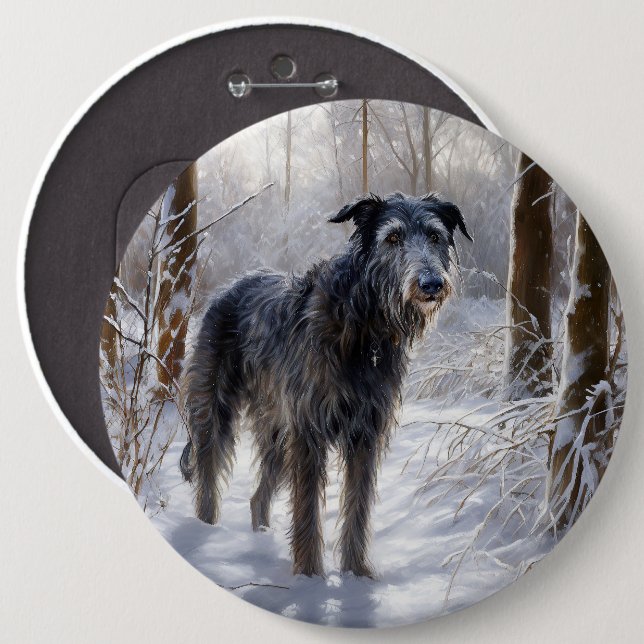 Scottish Deerhound Låt det snöa jul Knapp (Framsida & baksida)