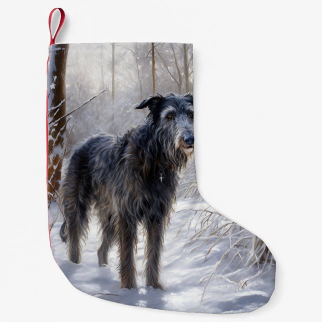 Scottish Deerhound Låt det snöa jul Liten Julstrumpa (Framsidan)