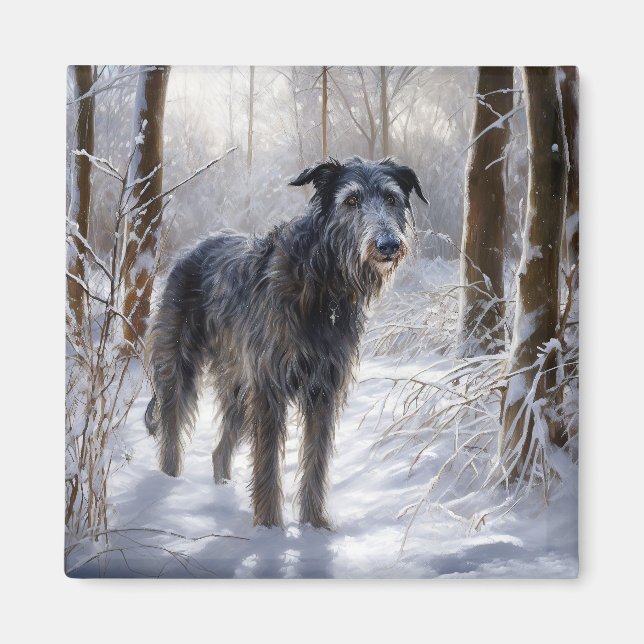 Scottish Deerhound Låt det snöa jul Magnet (Framsidan)