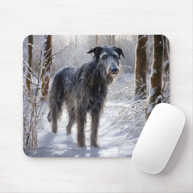 Scottish Deerhound Låt det snöa jul Musmatta (Med mus)