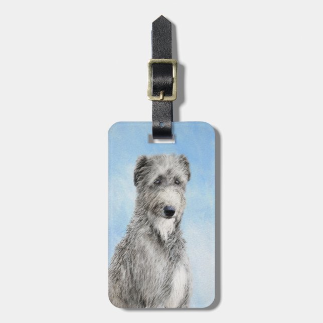 Scottish Deerhound Painting - Cute Original Hund A Bagagebricka (Vertikal Framsida)