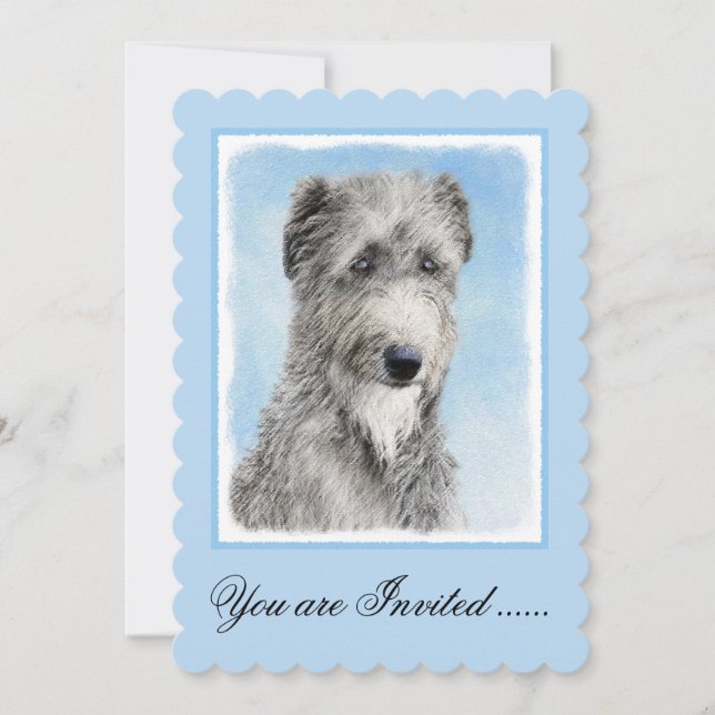 Scottish Deerhound Painting - Cute Original Hund A Inbjudningar (Framsida)