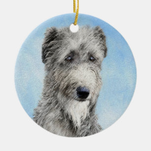 Scottish Deerhound Painting - Cute Original Hund A Julgransprydnad Keramik