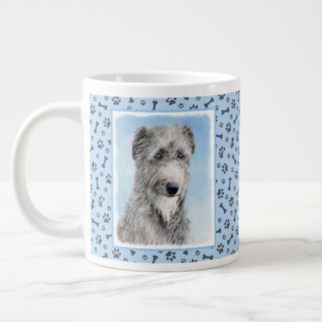 Scottish Deerhound Painting - Cute Original Hund A Jumbo Mugg (Vänster)