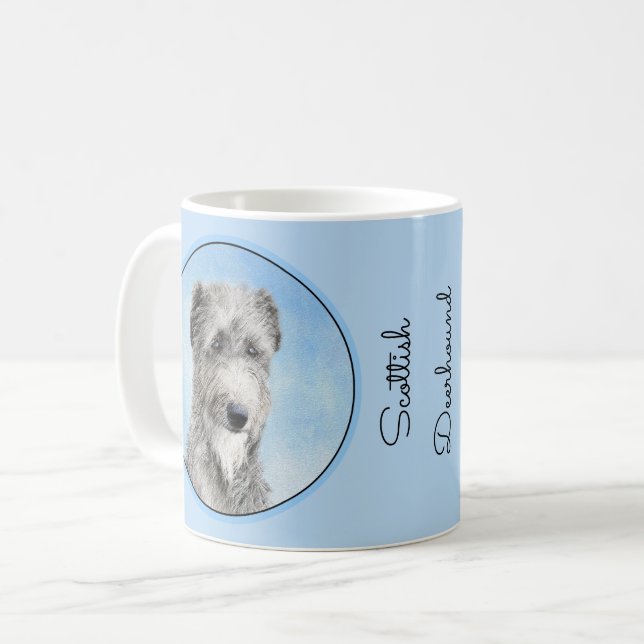 Scottish Deerhound Painting - Cute Original Hund A Kaffemugg (Framsida vänster)