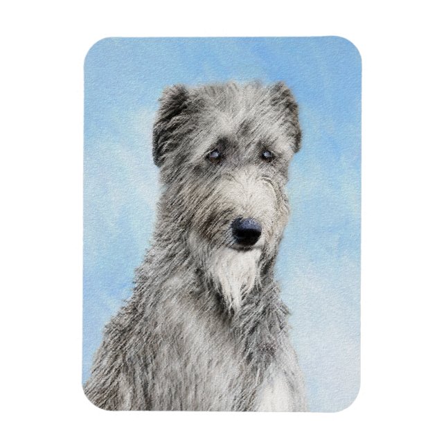 Scottish Deerhound Painting - Cute Original Hund A Magnet (Vertikal)