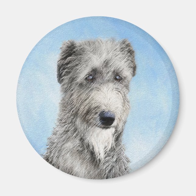 Scottish Deerhound Painting - Cute Original Hund A Magnet (Framsidan)
