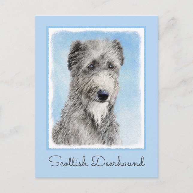 Scottish Deerhound Painting - Cute Original Hund A Vykort (Framsida)