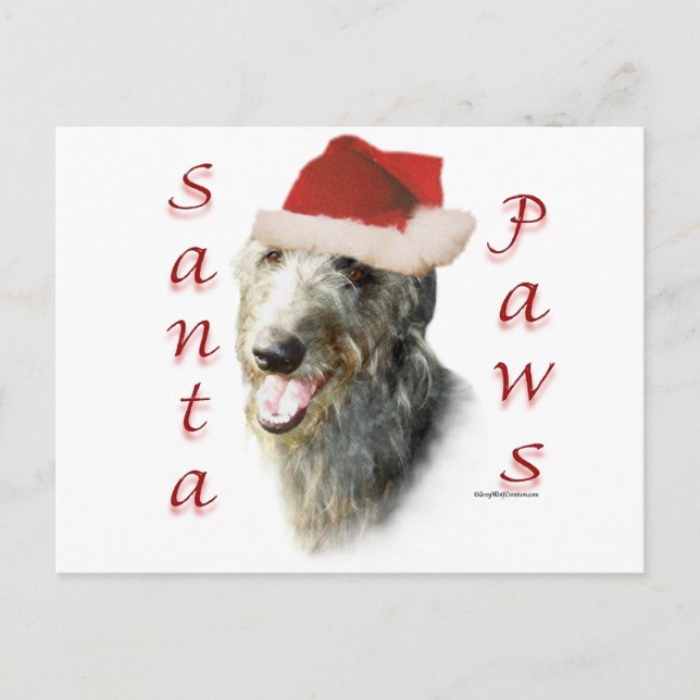 Scottish Deerhound Santa Tassar Helg Vykort (Framsida)