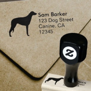 Scottish Deerhound Silhouette Returadress Stämpel