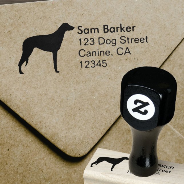 Scottish Deerhound Silhouette Returadress Stämpel (Skapare uppladdad)