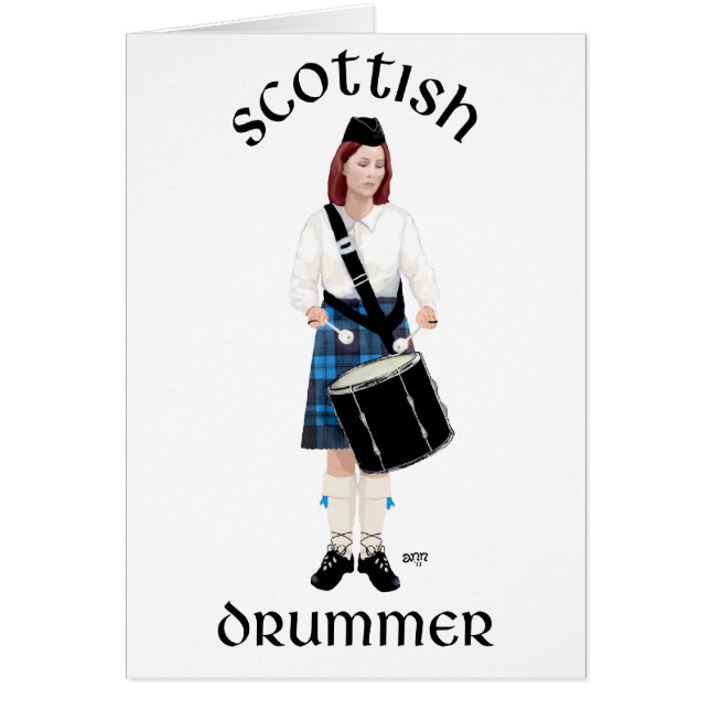 Scottish Drummer - Blue Kilt Hälsningskort (Framsidan)